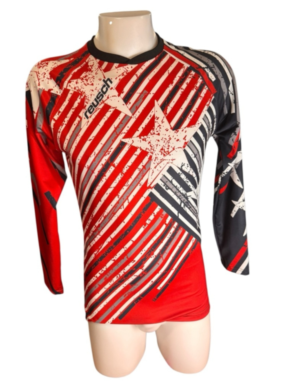 Men's Reusch Red Black White Patriot II Pro-Fit Long Sleeve Jersey M
